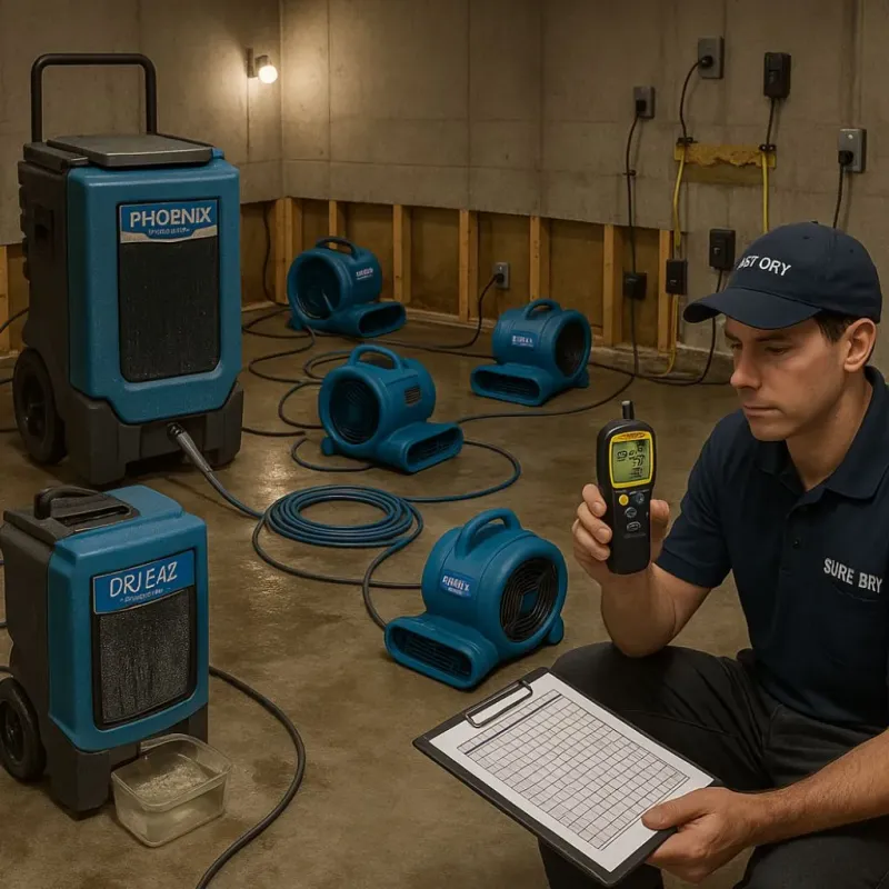 Structural Drying and Dehumidification process in Westwood, NJ